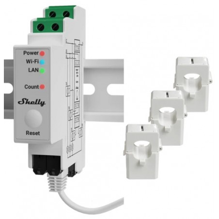 Shelly PRO 3EM amperemetre triphase domotique smart home automation maison connectee economie energie
