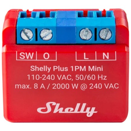 Shelly PLUS 1PM MINI relais Wi-Fi BLUETOOTH détection température interne et mesure de puissance pour domotique home-automation