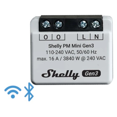 Shelly PM Mini Gen3 ESP compteur wattmetre voltmetre amperemetre Wi-Fi BLUETOOTH mesure de puissance pour domotique