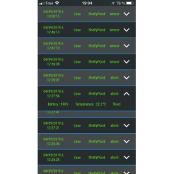 Alerte application iOS Shelly Flood WiFi sensor température et inondation pour Domotique Home-Automation MQTT